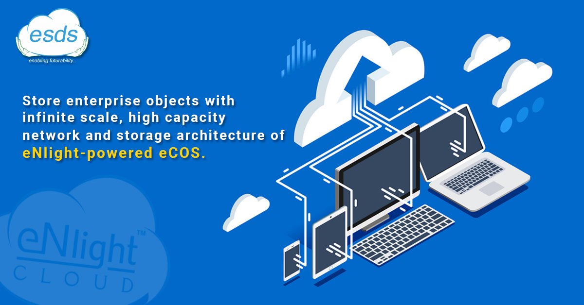 ESDSDataCenter's tweet image. eNlight Cloud Object Storage (#eCOS) enables infinite vertical and horizontal auto-scaling for your enterprise objects which reduces the TCO of storage infrastructure with eNlight’s Pay-Per-Use model. Learn more: esds.co.in/ecos #ESDS #eNlightCloud #CloudofIndia