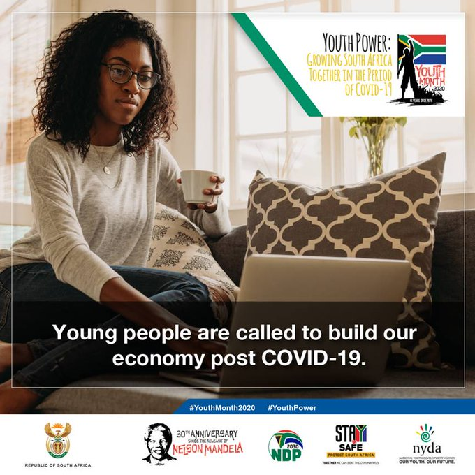 GovernmentZA's tweet photo. The youth of 2020 have been called upon to fight a much more silent war, the corona virus pandemic and help to rebuild a society post COVID-19. #YouthPower #YouthMonth2020 https://t.co/4doClkAvTn