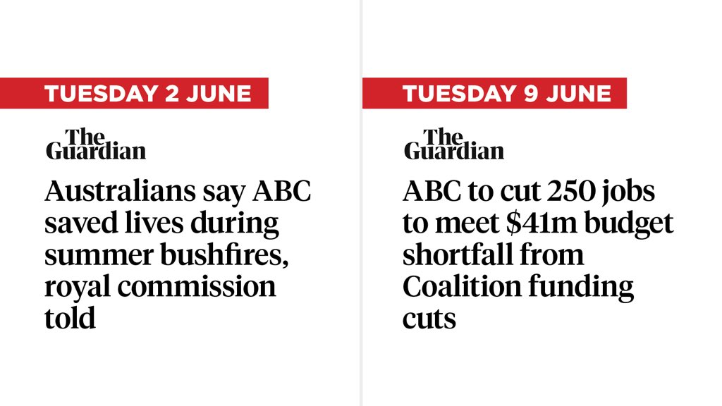 AlboMP's tweet photo. The ABC literally saved people's lives during the bushfires.

Now hundreds of ABC workers are losing their jobs – all thanks to seven years of Liberal and National cuts. https://t.co/25pddbHNxu