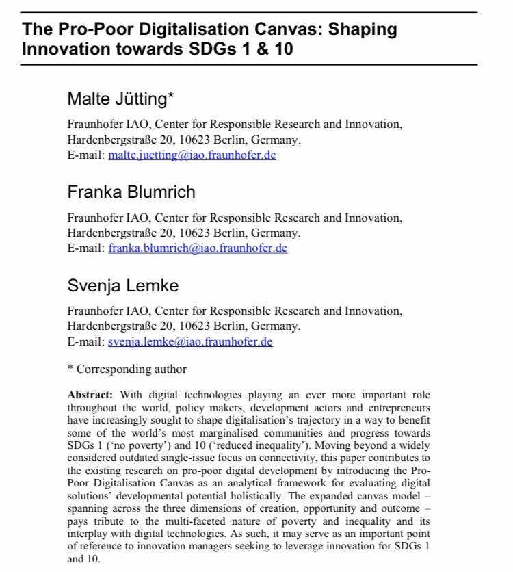 MJuetting's tweet photo. Excited to present #CeRRI  @iaostuttgart’s newest research on how to shape digital #innovation towards #SDGs 1 &amp; 10 and the corresponding hands-on tool for practitioners today at #ispimvirtual! @ispim #ispim2020 https://t.co/eW4N9vxvuK