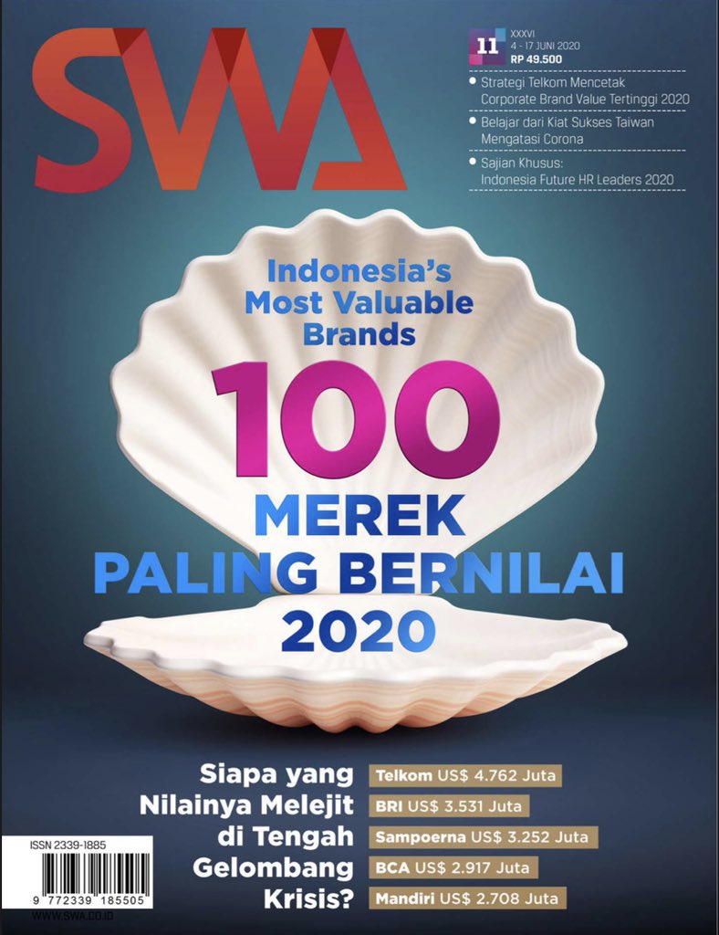 A_Sugiarto2015's tweet photo. Indonesia’s Most Valuable Brand 2020, selamat @TelkomIndonesia rank 1 tahun 2020, juga rank 1 tahun 2019 lalu, Alhamdulillah #SelaluAda #UntukIndonesia https://t.co/lHzUWQpY60