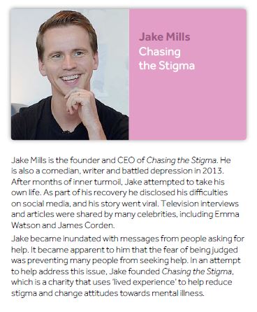 SJMcDonn's tweet photo. Very proud to announce  @Jakemills1 founder of @ChasingStigma will be presenting at Suicide Bereavement UK's international conference.  Jake is an inspiration and provides hope to so many.  More than that.  He has used his lived experience to help others. 
https://t.co/gZzNzZ2Aqe https://t.co/7cAcoT7Xfw
