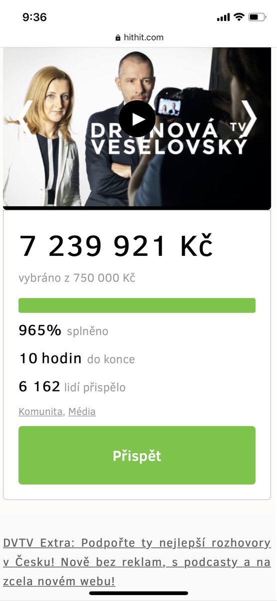 veselovskyma's tweet photo. Z tohohle jsem doslova na měkko🥰
Kampaň DVTVExtra jste rozjeli jak mašinu a evidentně se nezastavíte ani těch zbývajících deset hodin.
A na https://t.co/y66tdbt1uJ pořád dost odměn zbývá😀
Děkujeme za podporu, jste pro @DVTVcz to nejdůležitější, co máme! https://t.co/HQCgsSMwXg