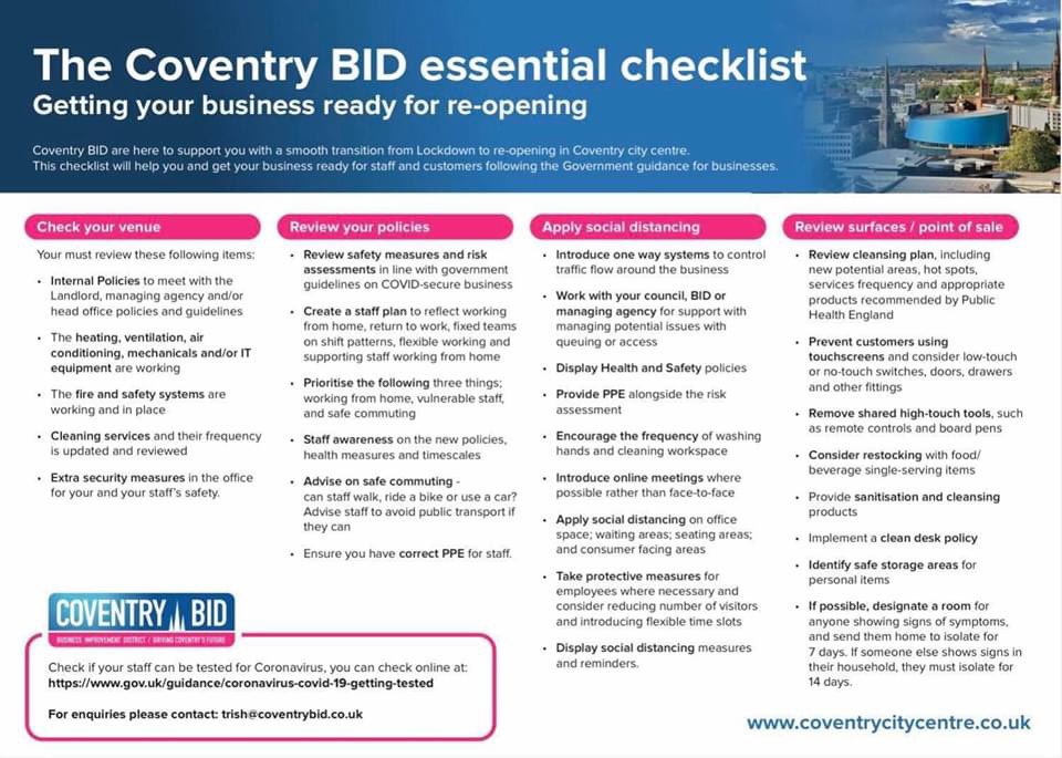 trishwilletts's tweet photo. #JustSaying - any Cov Bid businesses need any support you know where we are! @CovCityCentre @AdyWoolford #OpeningSafely #NewNormal2020 https://t.co/YumygjTmQa