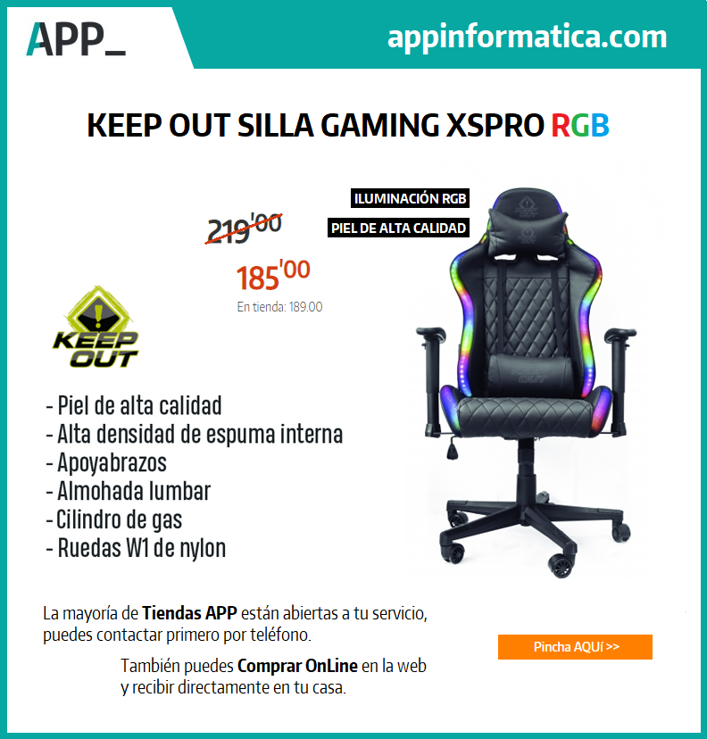 TiendasAPP's tweet photo. KEEP OUT silla gaming XSPRO RGB 185€, ESPECTACULAR_
https://t.co/0wRNdMQsEM https://t.co/PkbRn6ibU6