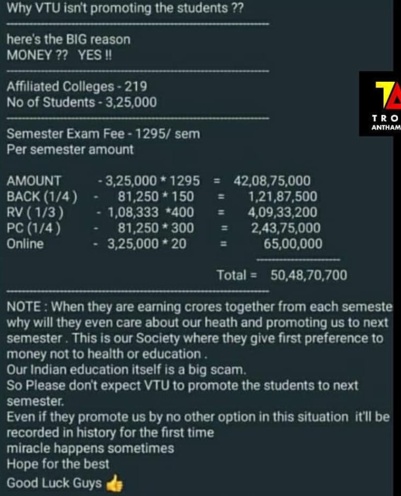 StudentsVtu's tweet photo. #amendvtuact
#fulltimecarryoverforvtustudents
#removevtuyearbacksystem
#StudentLivesMatter
#promoteVTUstudents
@drashwathcn @kharge
@BSYBJP @siddaramaiah @HRDMinistry @PMOIndia @KPCCPresident @tv9kannada @btvnewslive @News18Kannada @VVani4U @prajavani @Vijaykarnataka @vtuinfo https://t.co/2IhnOG54Bd