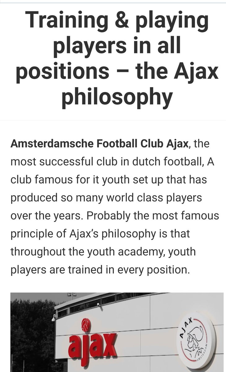 Thanks to all that checked out my blog on tactical periodization. 300 views in 28 countries in 3 days is amazing.

I wanted to share my previous blog on the Ajax playing philosophy. Hope it provides a useful read to all!

Link👉bit.ly/3azlbkF

#Ajax #playing #philosophy