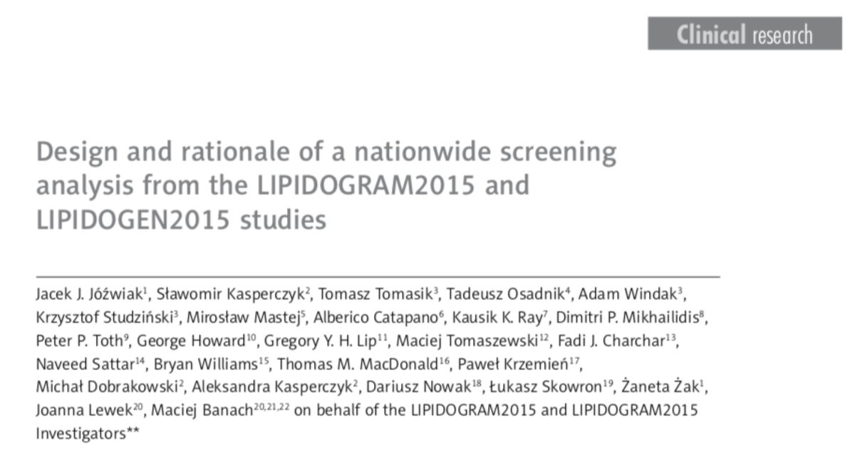 LiverpoolCCS's tweet image. Design and rationale of a nationwide screening analysis from the LIPIDOGRAM2015 and LIPIDOGEN2015 studies termedia.pl/Design-and-rat…