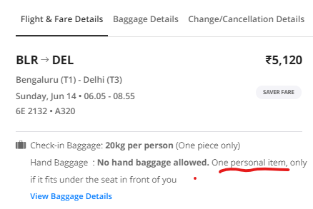 Shrivastav_G's tweet photo. @IndiGo6E Can you please advise for Domestic flight is there a weight limit on the personal item - how will one carry laptop if there is no hand baggage allowed ? Tried reaching Customer care but could not reach the executive. Thanks! https://t.co/IuLKa3dstV