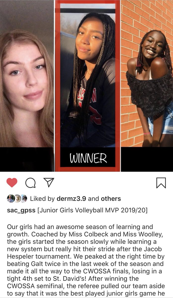 Last week our fall and winter sports MVPs were honoured on Instagram. Congratulations to our Junior Girls Volleyball MVP Kiara Walker.