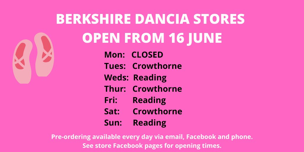 danciareading's tweet image. Excited to announce that we'll be opening up again next week for all your dancewear needs.