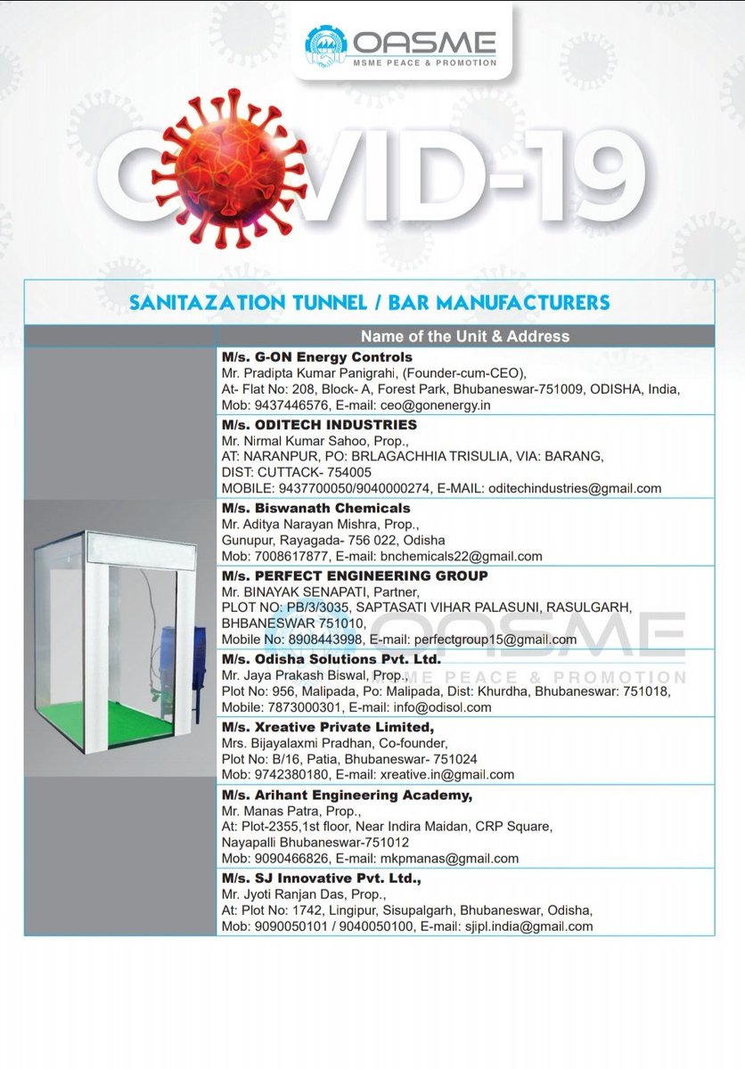 OASME_Odisha's tweet image. Odisha&apos;s first #EDirectory on #Corona Essential product manufacturers  &amp;amp; service providers of Odisha. It will help the public to find the right products &amp;amp; services they are looking for.
@bmcbbsr @CMCCuttack @homeodisha @IPR_Odisha @idco_odisha @InvestInOdisha @CMO_Odisha