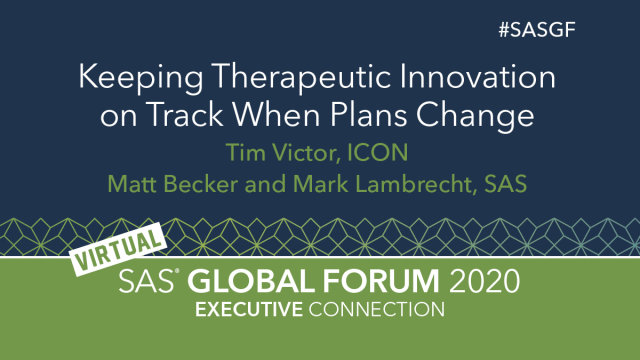 mlambrecht's tweet photo. Tim Victor of @ICONplc to join Mark Lambrecht &amp; Matt Becker of @SASSoftware at #SASGF for a talk on: How the Life Sciences Industry Is Adapting to Address the Impacts of COVID-19 on Clinical Research #sashls #covid19 https://t.co/G25NbBZ4aH https://t.co/XKMX12zAg8