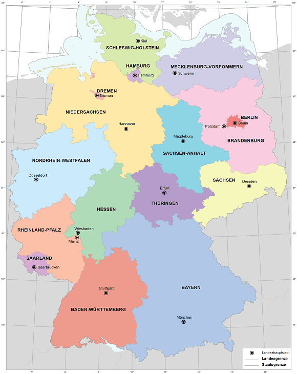 Deutschland Karte Mit Bundesländern Und Hauptstädten / Deutschland