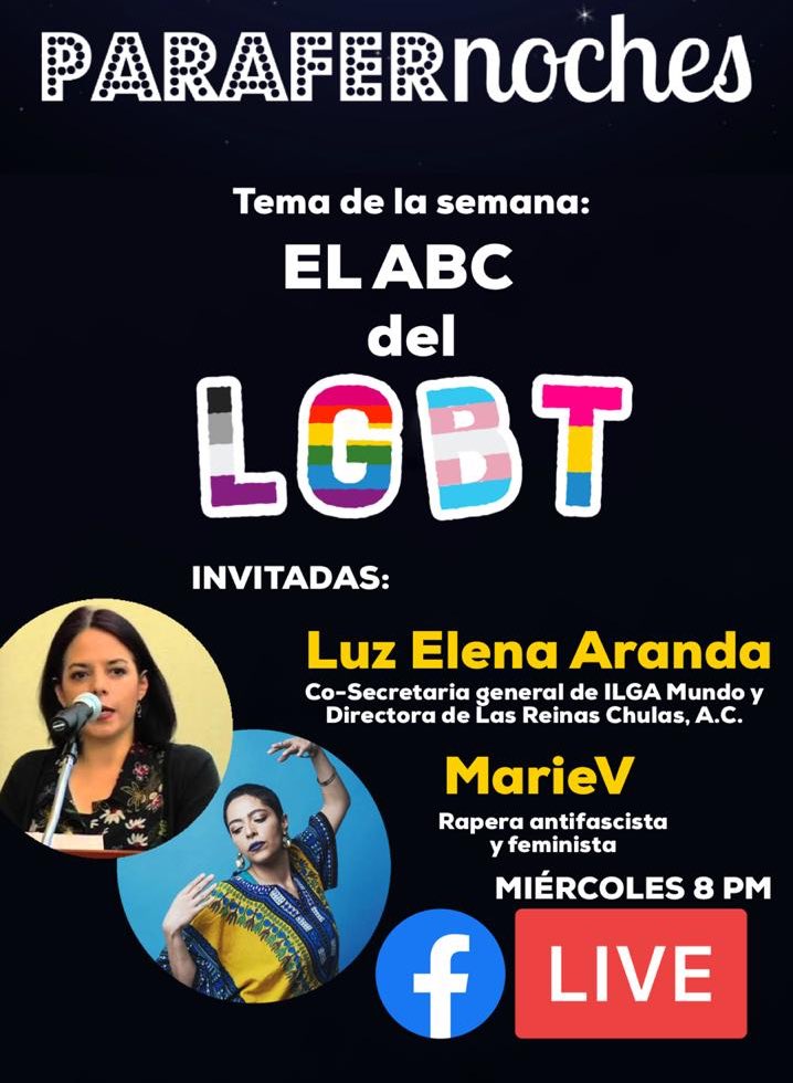 ParafernaliaTea's tweet photo. ¿Ya sabes quiénes son las invitadas que tendremos en #Parafernoches? Ellas son la rapera #MarieV y la co-secretaria de @ILGAWORLD: @Luzaranda. Nos vemos este miércoles 10 de junio a las 8 PM en https://t.co/FBTuTj4P62 🌙 https://t.co/xjnwSAZNOd
