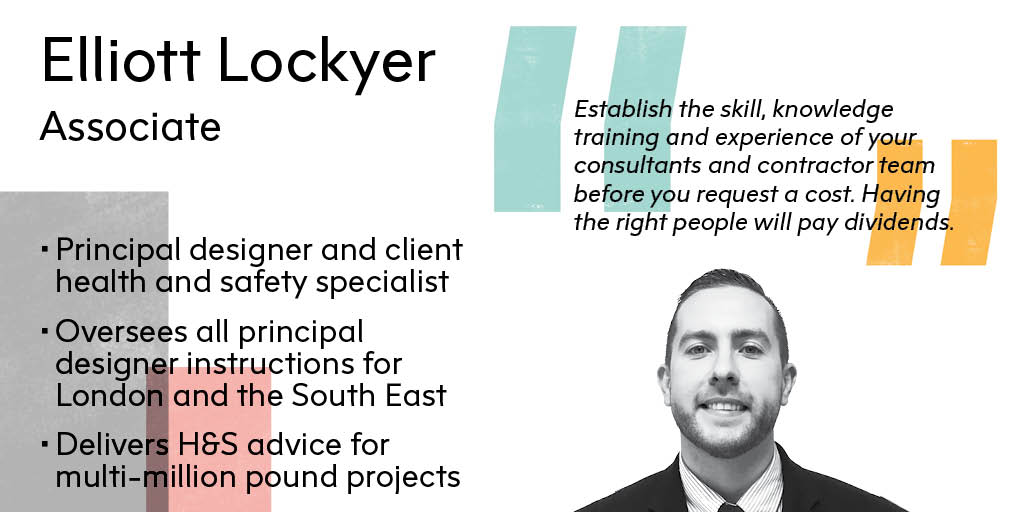 #HollisExperts: health and safety

... Elliott has significant experience in complex stakeholder management, #riskidentification & safety in design, and previously acted as #CDMAdvisor for the redevelopment of Chelsea Barracks (£3bn), a project involving c. 1000 operatives...