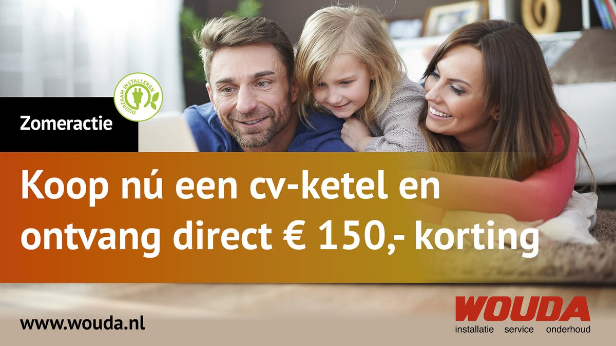 Zomeractie! koop voor 30 juni een CV ketel en ontvang € 150,-- korting. Vraag online een afspraak aan of bel direct 0321 – 38 60 60. #woudaduurzaaminstalleren  #duurzaamondernemen wouda.nl/Zomeractie-2020