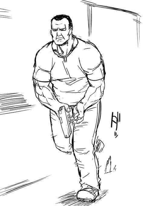 なんか何の目的もなくぼんやりお絵描きの練習してたらなんとなくハリウッド映画に出てそうなおっさんの絵が描けました 