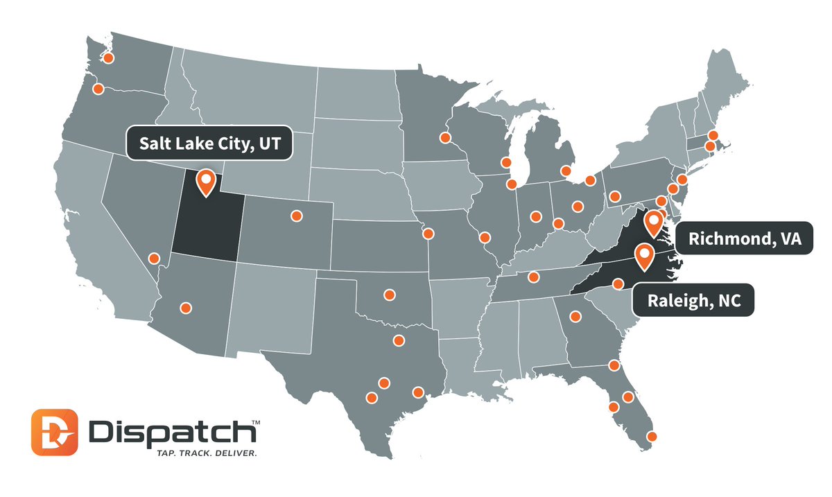 Dispatch is LIVE in Salt Lake City, Richmond, and Raleigh! Sign up to drive or start your delivery today. hubs.ly/H0rhpYn0 #Dispatchit #OnDemandDelivery #JobsiteDelivery
