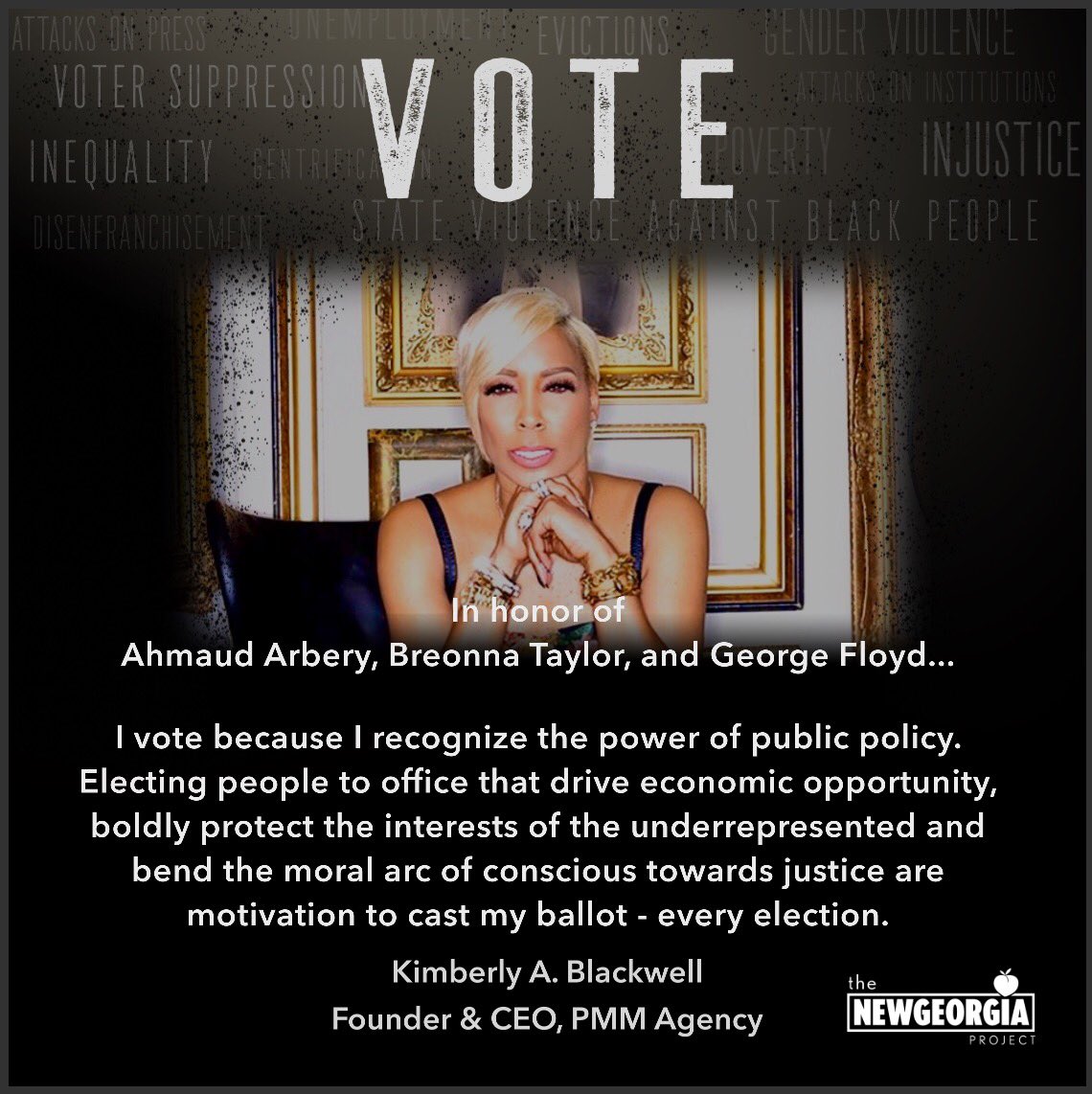 NewGAProject's tweet photo. GEORGIA❗️IT’S PRIMARY DAY. Justice is on the ballot today. As @kimblackwellPMM says - our collective effort at the voting booth is “bending the moral arc of conscious toward justice.” POLLS CLOSE AT 7 PM. As long as you’re in line by 7 PM, you can vote 🗳 #VoteWithNGP https://t.co/R00M1vPgpz