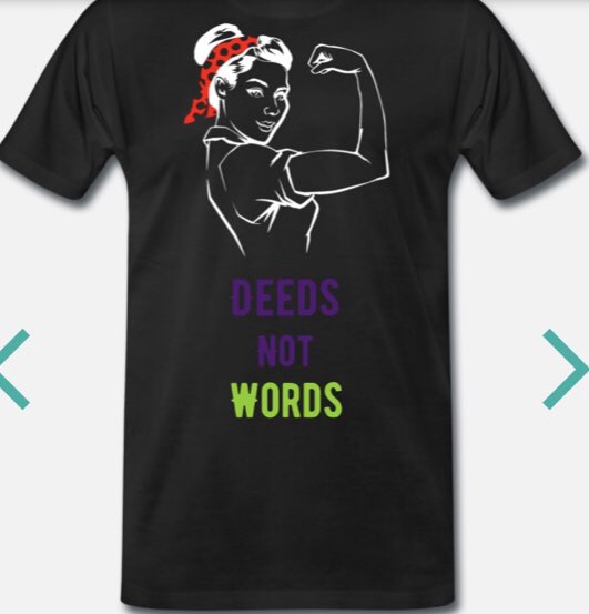 THS_History's tweet photo. Awesome bit of Suffragette merchandise designed by George W. here! Love it! Keep them coming in everyone! #suffragettes #deedsnotwords #onlinelearning #history #womenshistory #year8history @TuptonHalls https://t.co/CwbYtf5ugr