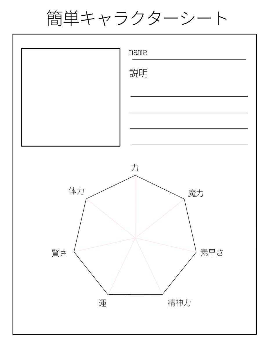 自分用にキャラクターシート作りました ご自由にどうぞ 簡単キャラクターシ どっこいでぃの漫画