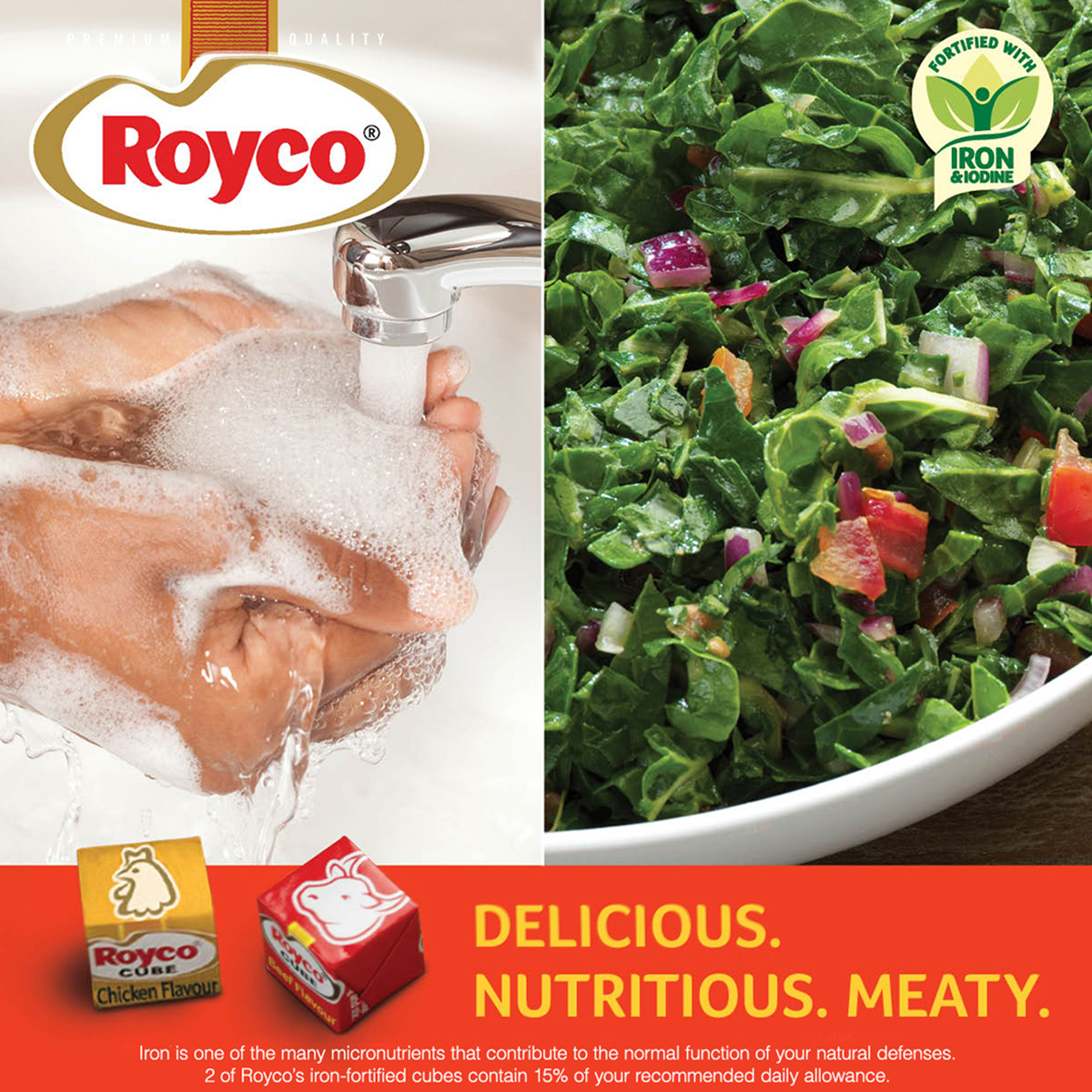 Royco_Ke's tweet photo. Adding spinach and 2 iron fortified Royco cubes to your sukuma wiki helps keep  your natural  defenses strong. #RoycoIronFortifiedCubes https://t.co/FbJpj9y4dJ