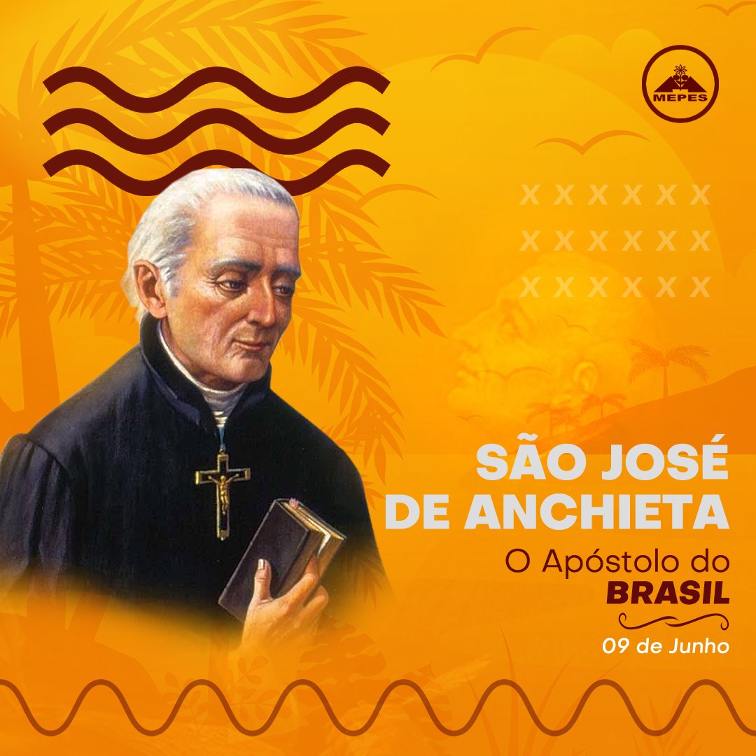 MepesOrg's tweet photo. José de Anchieta é um modelo para todos os tempos, para uma nova evangelização no poder do Espírito Santo e com profundo respeito a quem nos acolhe, a quem é chamado também a ser inteiro de Jesus.

São José de Anchieta, rogai por nós! https://t.co/w5eBe50n39