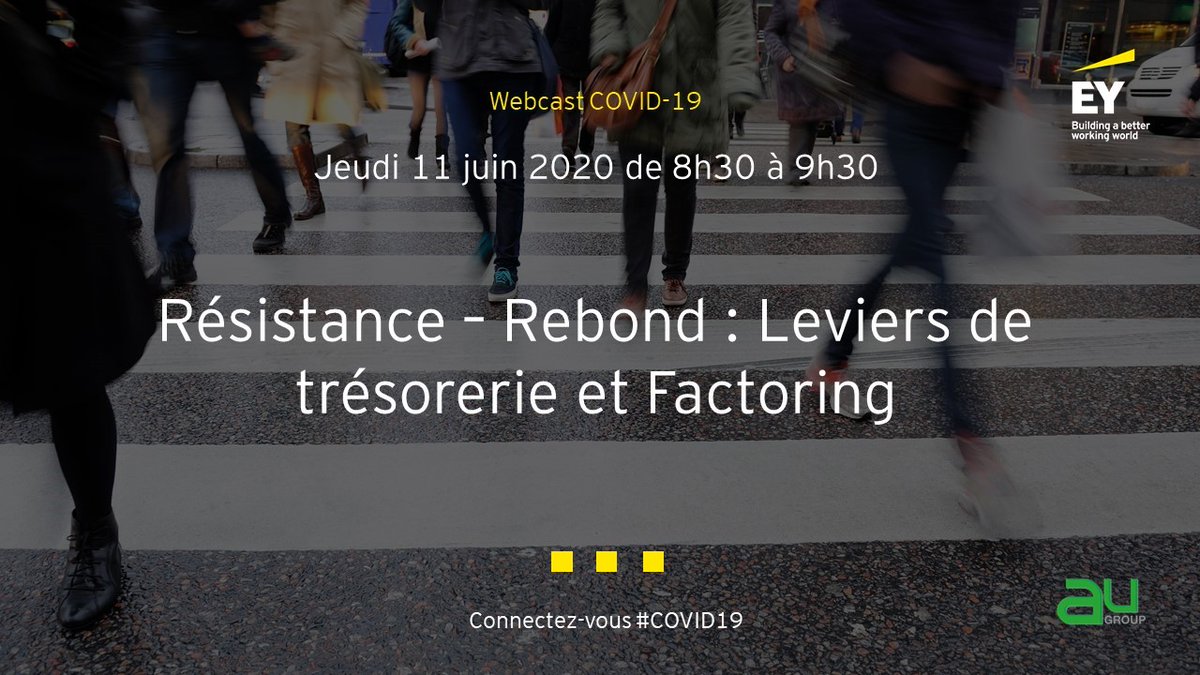 GCornuEY's tweet photo. Crise du #COVID19 : quels leviers de #trésorerie et #Factoring au secours des entreprises ? On en parle avec les équipes de @AUGroupGlobal ce jeudi pour un webcast @EYFrance riche en conseils. https://t.co/0z3NHgFr61 #Restructuring #Relance https://t.co/2wSuLxChoK