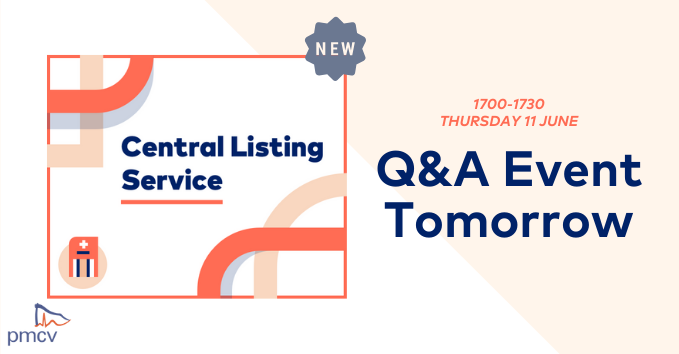 Don't forget to register for the Central Listing Service Q&amp;A event which is being held tomorrow, Thursday 11 June 1700-1730.

Find out more: pmcv.com.au/central-listin…