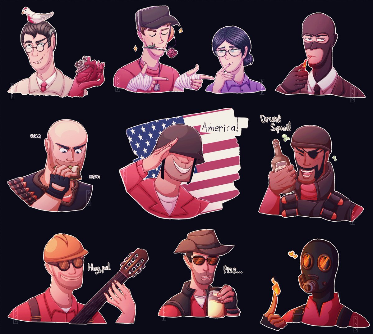 (━ ═ ━ ═ ━ ╗ I DECIDED TO DRAW ALL THE CHARACTERS FROM TF2 ╚ ━ ═ ━ ═ ━)( ()...