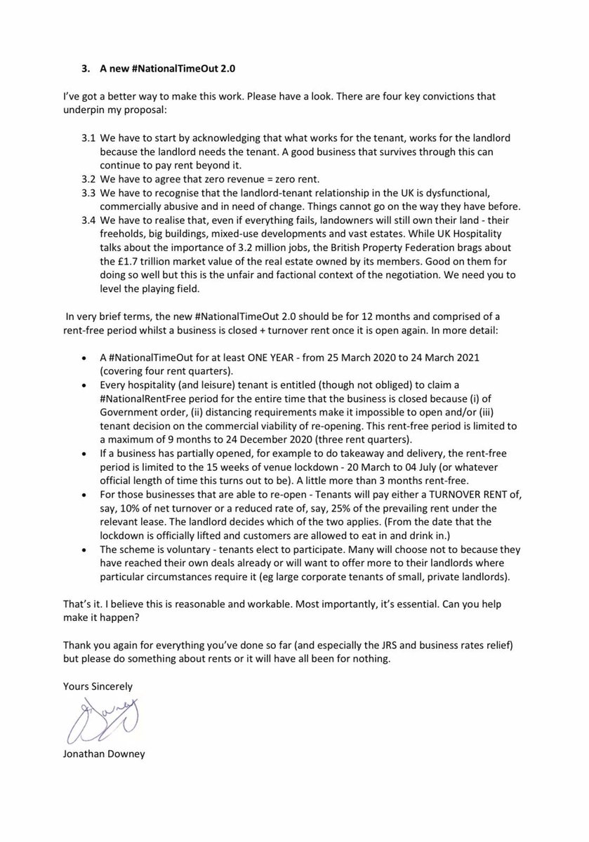 #NationalTimeOut 2.0 This is my follow-up letter to the Chancellor. The most important thing now is time. We need more time to agree a deal on rents. We need an extension to the lease #ForfeitureMoratorium and we need a #NationalTimeOut.