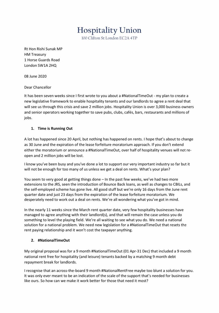 DowneyJD's tweet photo. #NationalTimeOut 2.0

This is my follow-up letter to the Chancellor.

The most important thing now is time. We need more time to agree a deal on rents. We need an extension to the lease #ForfeitureMoratorium and we need a #NationalTimeOut. https://t.co/HlWHlwkyiy