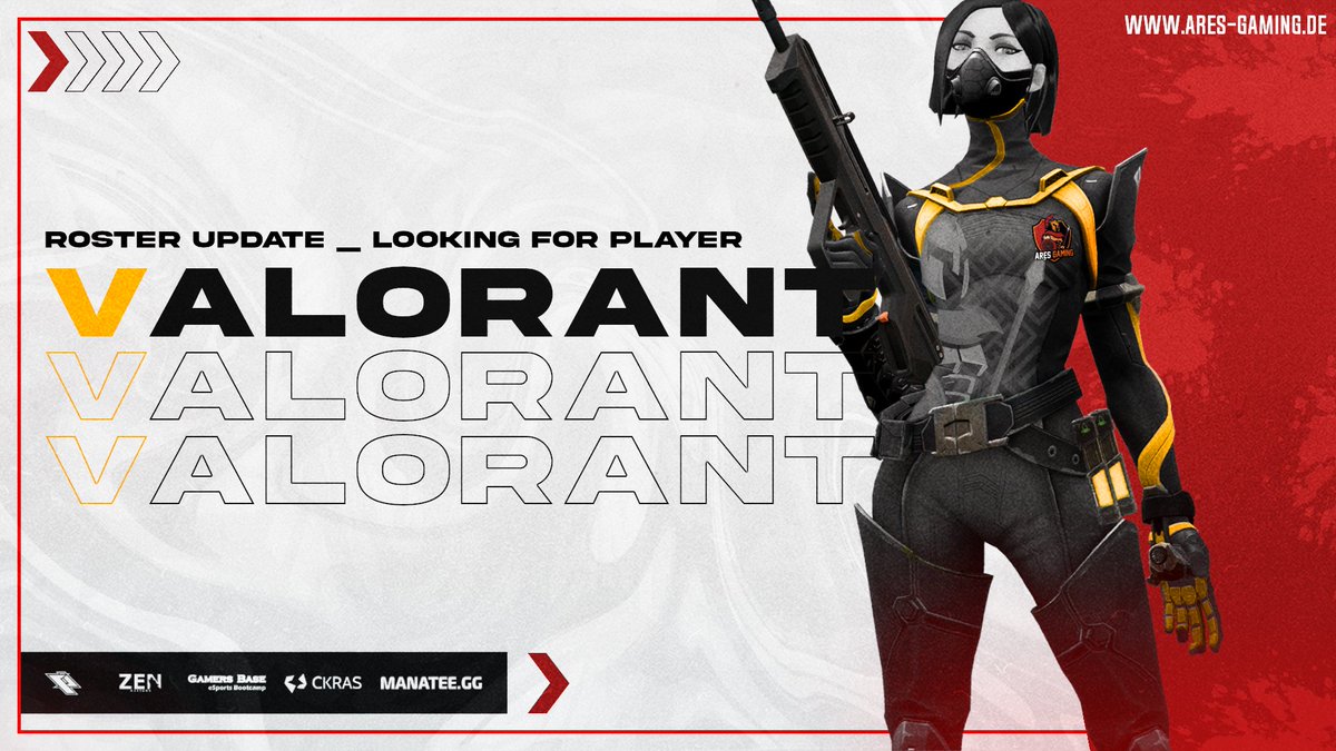 AresGamingDE's tweet photo. After a small change in the Valorant lineup we are looking for a 5th player for our team again! 

✅You are highly motivated with a lot of time?
✅You already have relevant experience in esport? 
✅You got the skill to beat top players?

then get in touch with us now!

#AhuAres https://t.co/AZtTtUuMTn