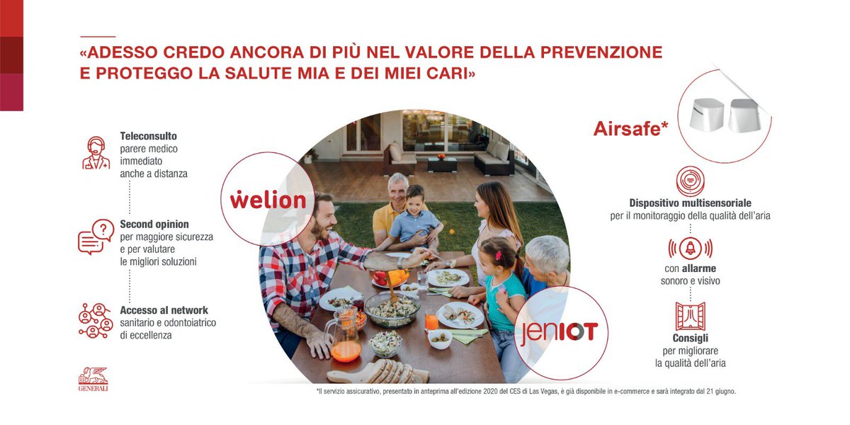 E in più un nuovo dispositivo multisensoriale Airsafe, per il monitoraggio della qualità dell’aria con allarme sonoro e visivo <a href="/GeneraliItalia/">GENERALI ITALIA</a> #ImmaginaAdesso #InsiemeGeneriamoFiducia #ad