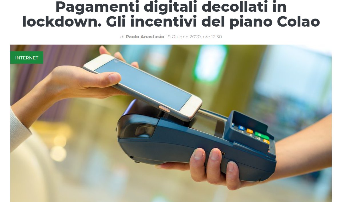 Key4biz's tweet photo. Pagamenti digitali decollati in lockdown. Gli incentivi del piano Colao
#mapayment #ecommerce #pagamentidigitali #lockdown 
#pianocolao
https://t.co/vftM277Bx4 https://t.co/8HVNtjwPYr