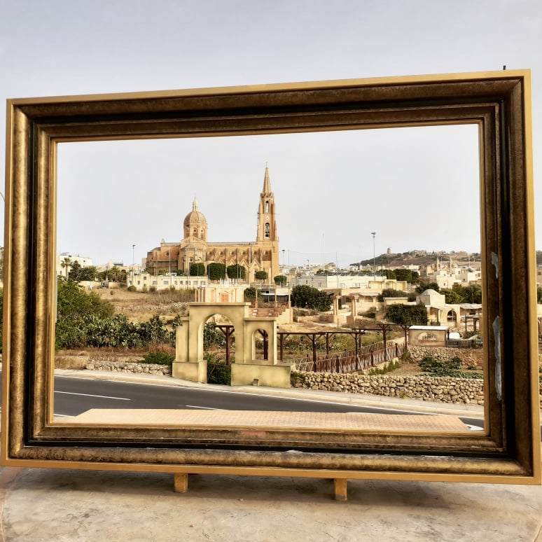 Gozo's iconic church in Ghajnsielem is so beautiful it even comes with its own frame! #malta #gozo #ghajnsielem #church #frame #neogothic #neogothicchurch #neogothicarchitecture #architecture #architecturephotography #ourladyofloreto #mgarrharbour #maltagram #ilovegozo