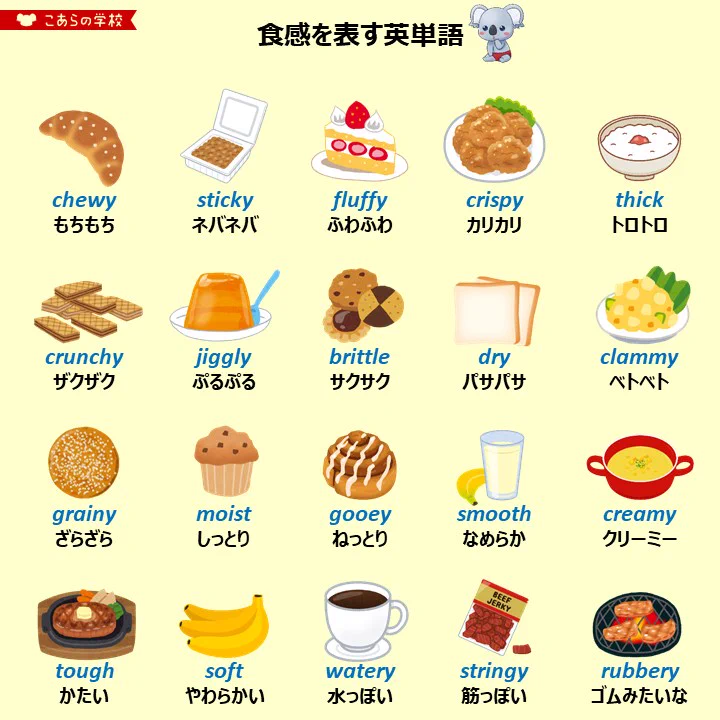 覚えておくといつか役立つかも？食感を表す英単語たち！