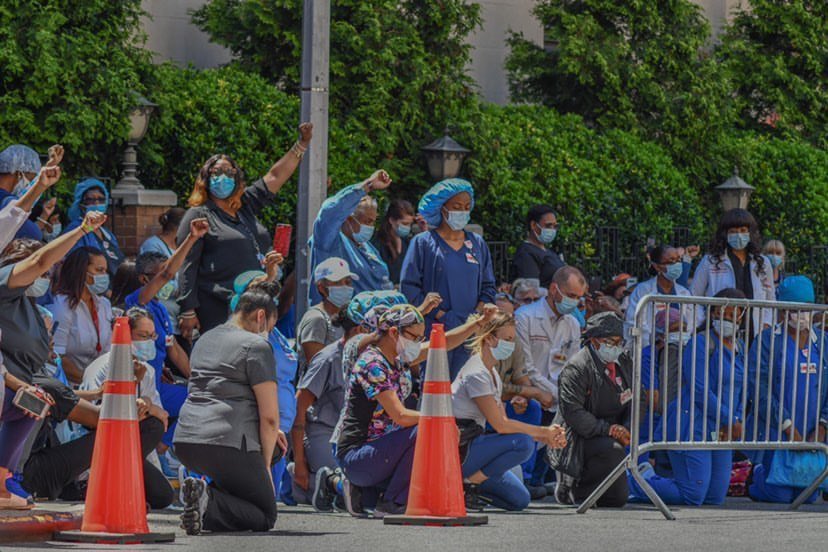 NYPBMH- Infill 5 (@5infill) on Twitter photo Yesterday, Infill 5 staff members along with many others from NYPBMH took a knee outside in solidarity against racism and injustice. #BlackLivesMatter #WhiteCoatsForBlackLives <a href="/AishaD_Miller/">Aisha Miller</a> <a href="/ErnestoPMir/">Ernesto Perez-Mir</a> @NYPBrooklyn
Photo credit for these powerful images: game_stopper on IG Yesterday, Infill 5 staff members along with many others from NYPBMH took a knee outside in solidarity against racism and injustice. #BlackLivesMatter #WhiteCoatsForBlackLives <a href="/AishaD_Miller/">Aisha Miller</a> <a href="/ErnestoPMir/">Ernesto Perez-Mir</a> @NYPBrooklyn
Photo credit for these powerful images: game_stopper on IG