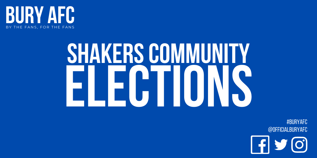 🔵⚪️Shakers Community | Board Elections⚪️🔵

The results of our Board election are in - please see our post here:

👉bit.ly/Elec_Result

🍾Congratulations to those appointed onto the board & thanks to all who applied!

#BuryAFC
#ShakersCommunity
#BytheFans
#FortheFans