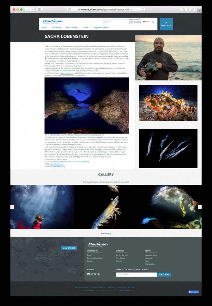 Sacha Lobenstein, NAUTICAM Ambassador enelmar.es/2018/01/08/sac…