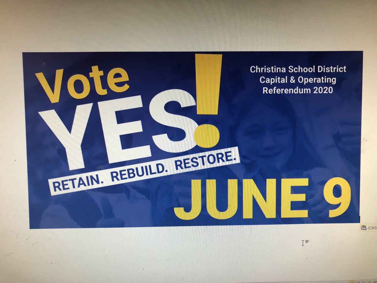 UDFHRvdK's tweet photo. β¦β¦@DelawareFHβ© had a saying on #gameday βHey Newark Wake Upβ I hope you wake up and go vote #YES to @ChristinaK12 Capitol & Operating Referendum 2020!! #Education and the educational experience is a must have for our kids and #future. #CSDPRIDE #VoteCSD https://t.co/ZaL0UqMHrf