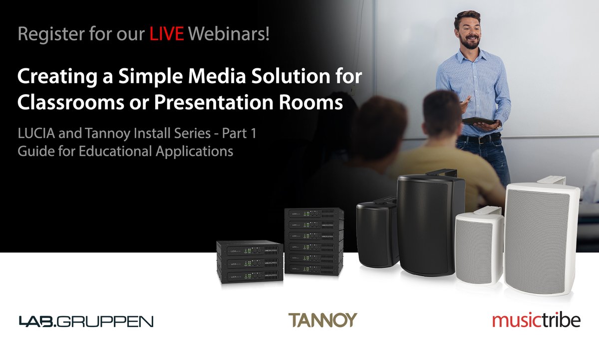 Learn how to give educational institutions the best audio solutions with this introduction to the #LabGruppen and #Tannoy #InstallationSeries.

Click bit.ly/LG-TA-LiveWebi… to register to your preferred #LIVEWebinar schedule and include any questions you have. See you!

#Part1
