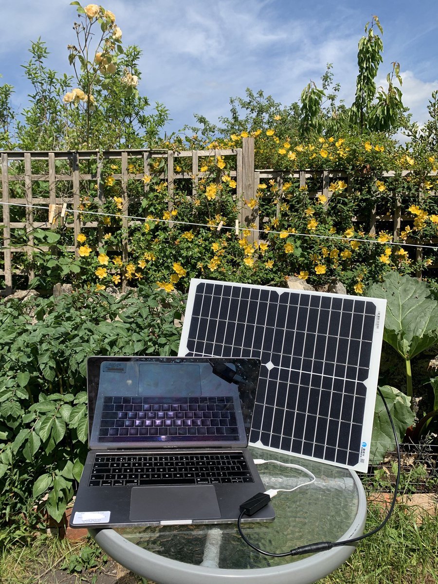 One of the Good Energy team is taking “local, clean power” to the next level to get her work done today. 😎☀️⚡️👩🏼‍💻