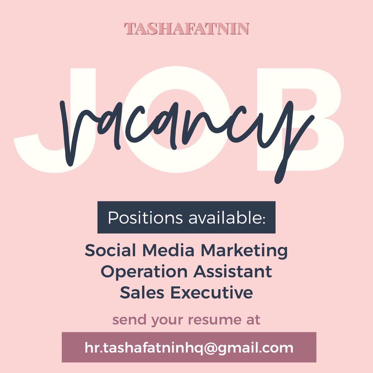tashafatnin's tweet photo. RETWEET: WE ARE HIRING! 
We are growing and expanding. Let’s join us. Help others who are looking for job! 

Office Base : Semenyih, Selangor https://t.co/2OEc7yp8Yg
