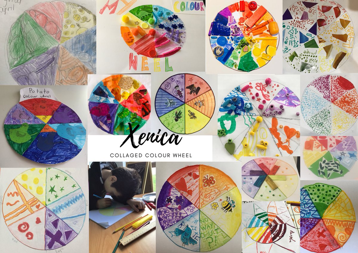 _MissKirk_'s tweet photo. So much colour! Sharing our online learning! #colourwheels https://t.co/TWXg70Bviq
