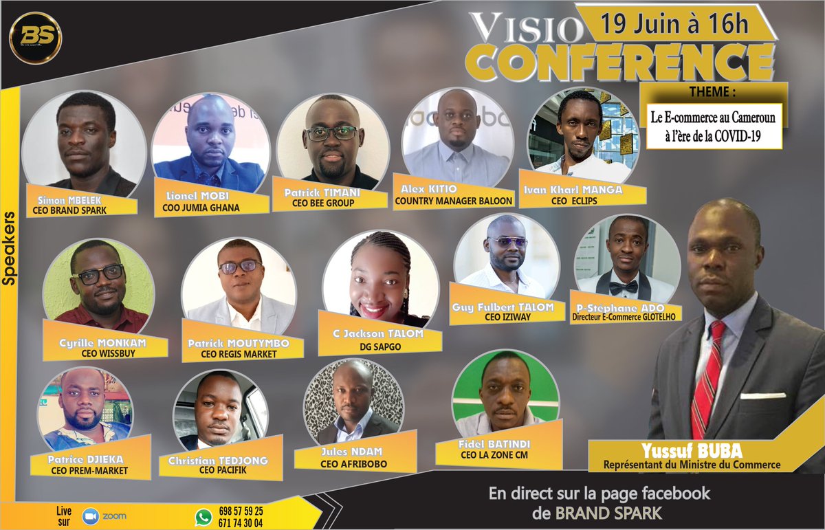 BRANDSPARK4's tweet photo. Brand Spark réunit 15 entrepreneurs autour du ministère du commerce pour parler des enjeux du commerce électronique au Cameroun. Connectez-vous pour participer à ce rendez-vous unique. 🤩

#BrandSpark
#WeWantToBuildEcommerce
 #ForceAuEcommerce
 #Cameroun https://t.co/M5KOtE0lRE