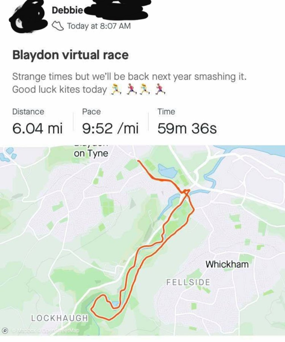 Just some of our fab #RedKiteRunners doing their virtual #BlaydonRaces. Well done guys <a href="/KiturahJR/">Kiturah</a> , <a href="/alexfiddes_RD/">Alex Fiddes</a> et all #UkRunChat