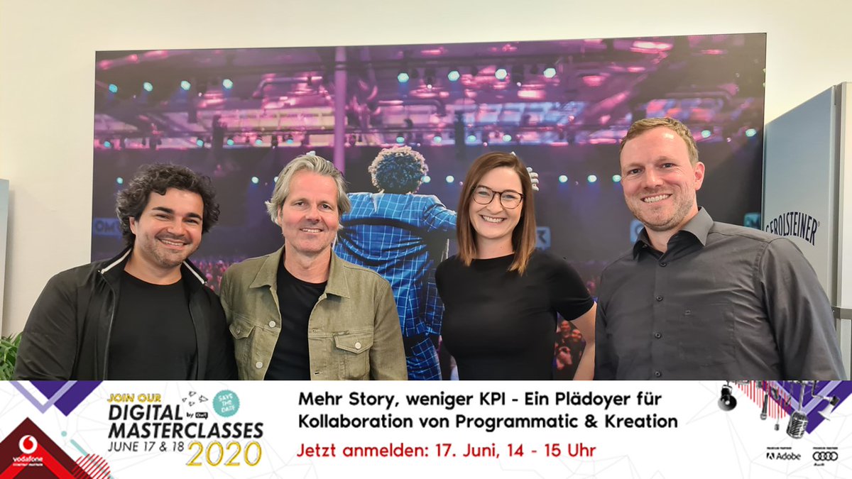 Verpasst nicht die diesjährige @OMRockstars Digital #Masterclass mit unsere Sandra, @BlentCakir8, Christian und <a href="/bent_llr/">Bent Rosinski</a> von @Lumannski! Wir freuen uns darauf Euch zu zeigen, dass #Storytelling und #Kreativität KPIs ablösen können. Meldet Euch an :-)

omr.com/de/events/digi…
