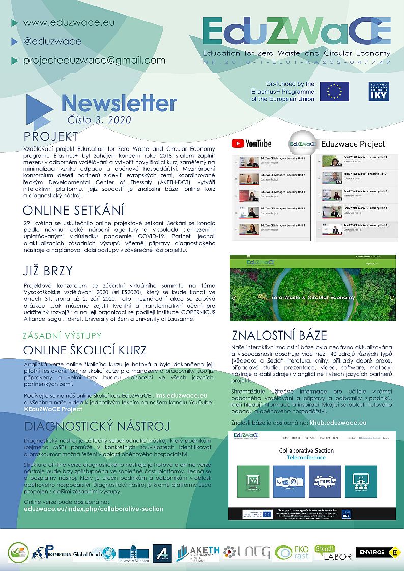 EduZWaCE nový Newsletter č. 3, 2020
